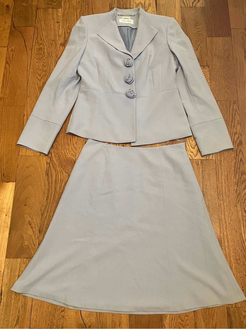 Calvin Klein Stretch Women's 2 Piece Women's Skirt Suit Size 8 Light Blue Read